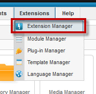 В административной панели Joomla! 2.5 заходим в «Extension Manager» (Менеджер расширений)
