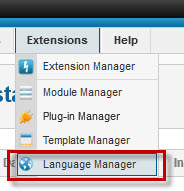 В главном меню выбираем пункт: Extensions | Language Manager